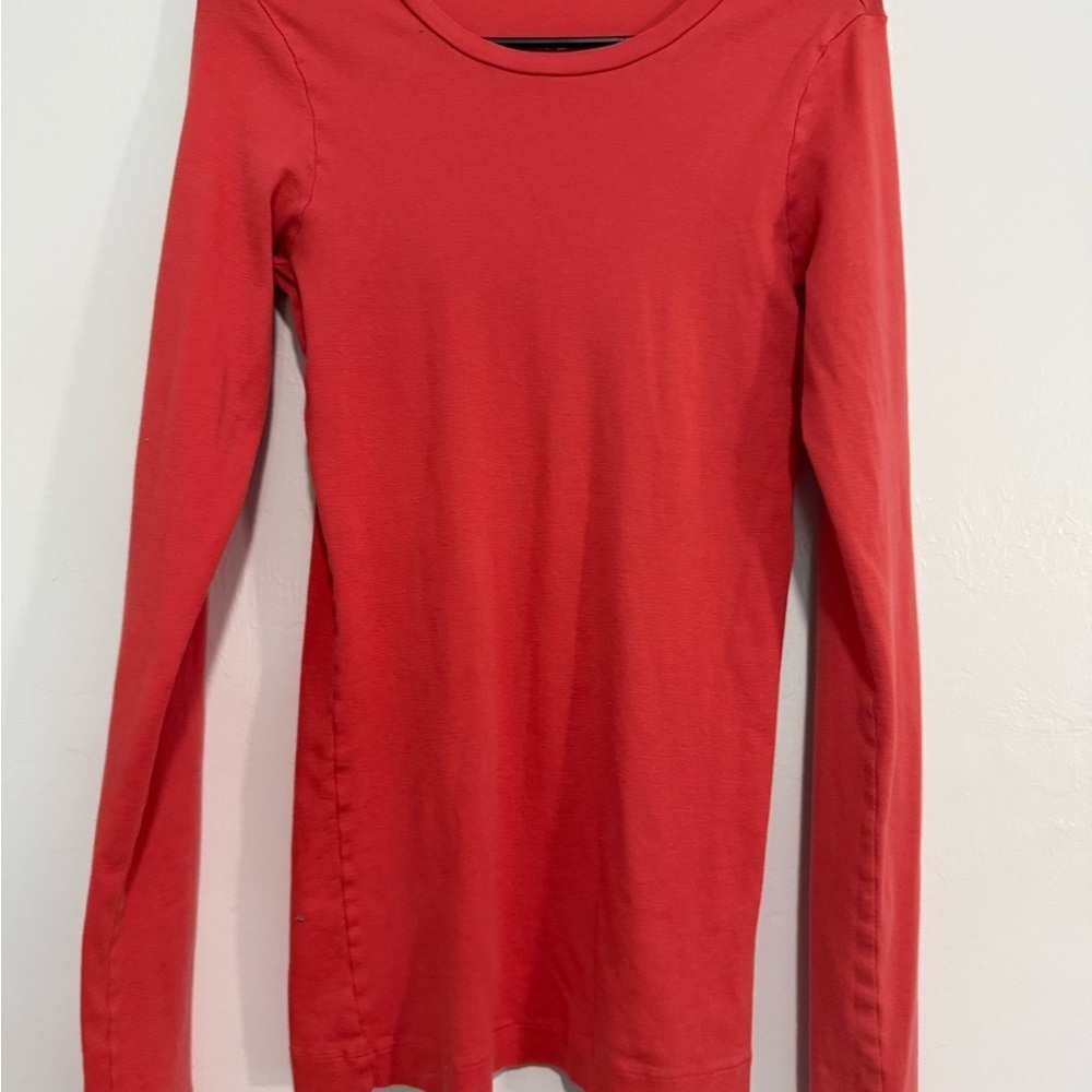 Theory Womens Orange Long Sleeve Blouse Size Large Tunic Style/Long